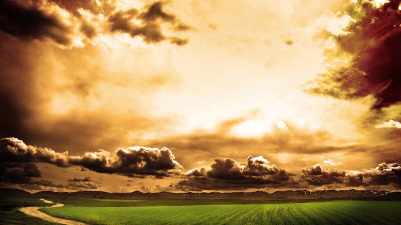 Green Field with Road — Dramatic
