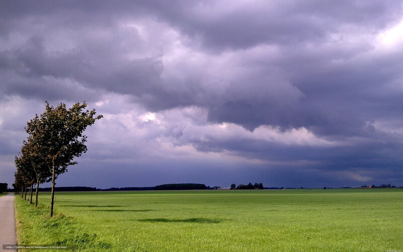 Green Field with Storm Clouds