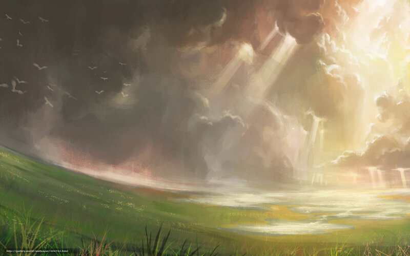 Green Field with Storm