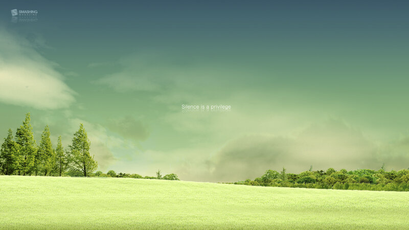 Green field with trees