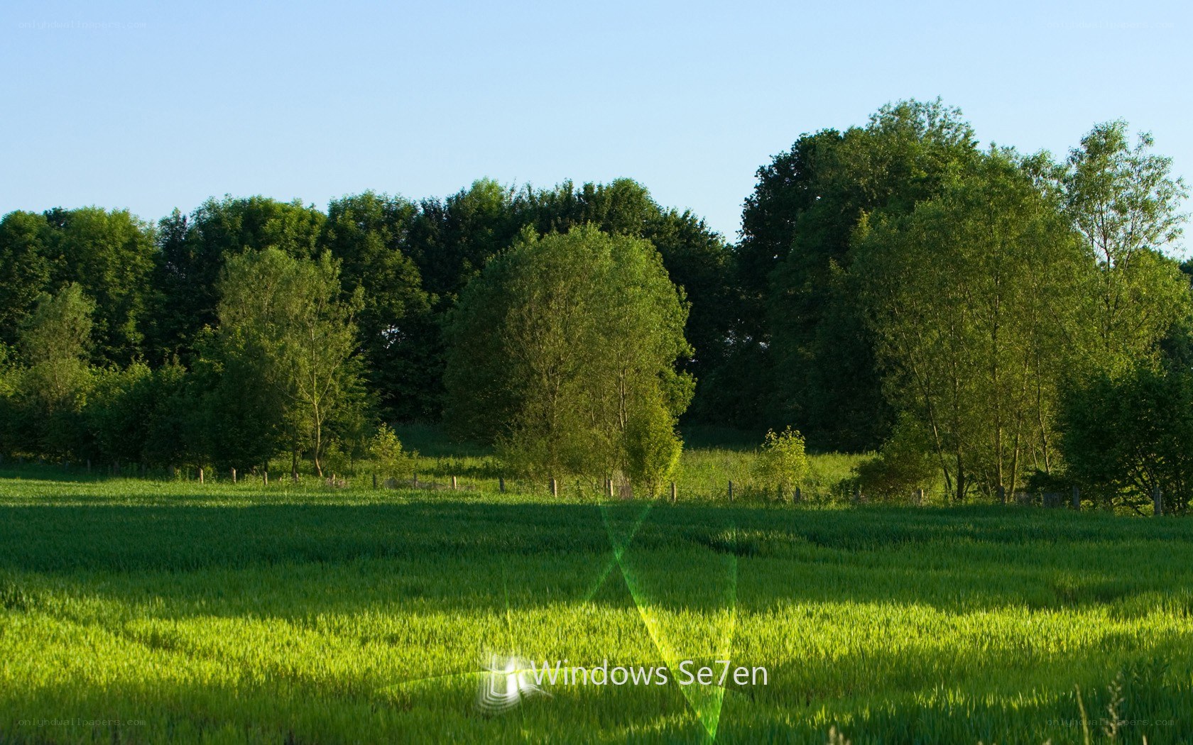 green field with trees