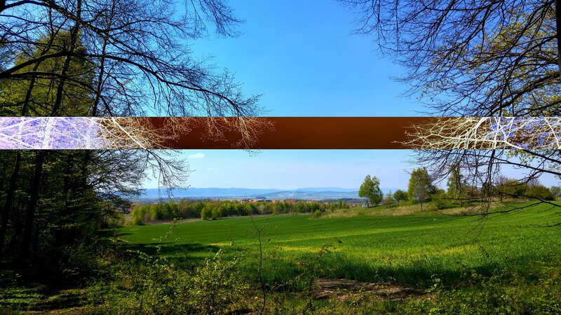 Green Field with Trees — Serene, Spring, Photograph, Sky, Mountains
