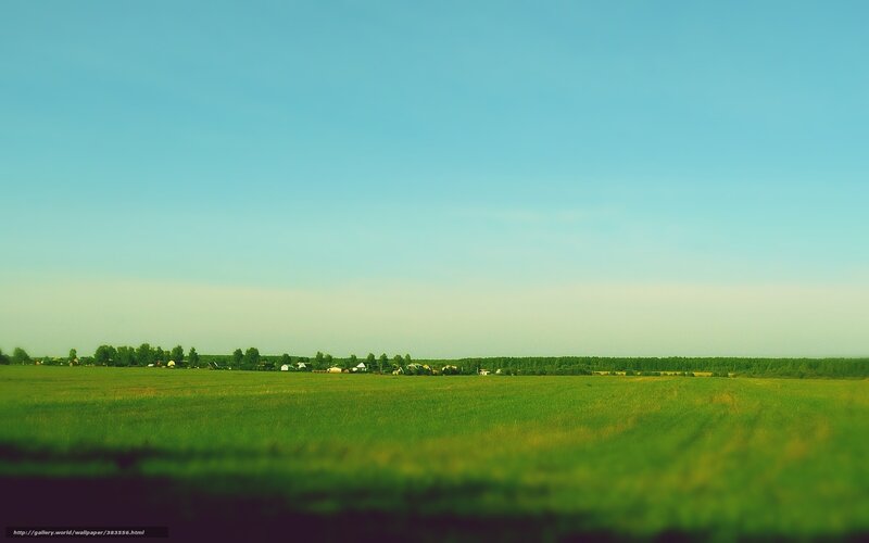 Green Field with Village — Serene