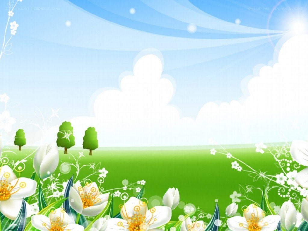 green field with white flowers