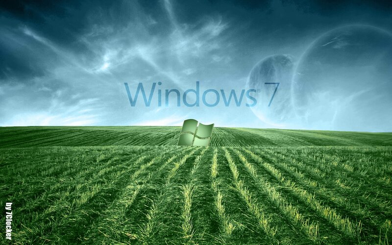 Green Field with Windows Logo — Dramatic
