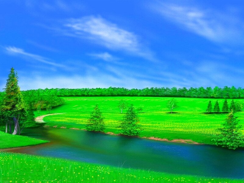 Green fields and blue sky