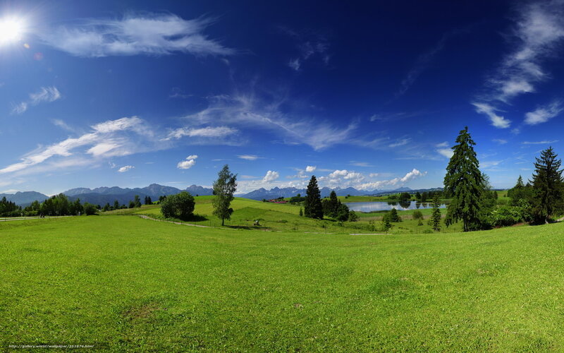 Green fields and blue sky