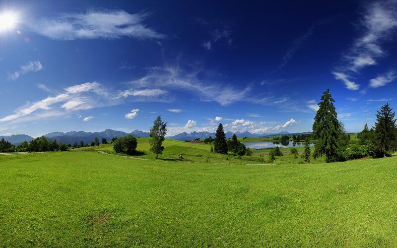 Green fields and blue sky