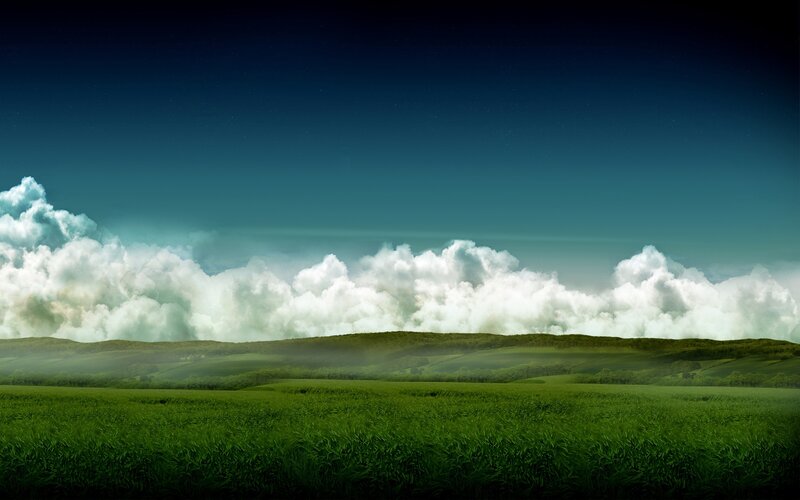 Green Fields and Clouds