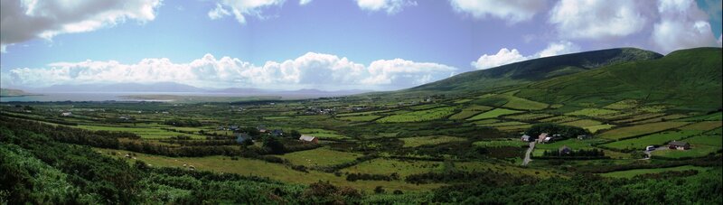 Green Fields and Hills — Serene, Afternoon, Photograph, Houses