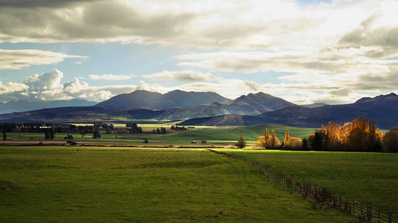 Green Fields and Mountains — Serene, Autumn