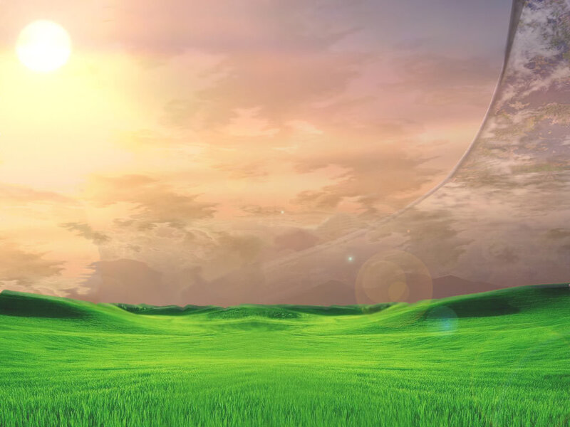 green fields at sunrise