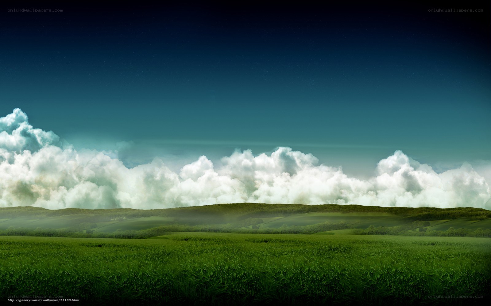 Green Fields Under Cloudy Sky