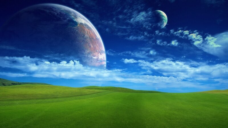 Green fields with alien planets