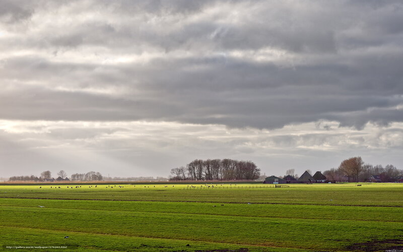 Green Fields with Farm Buildings