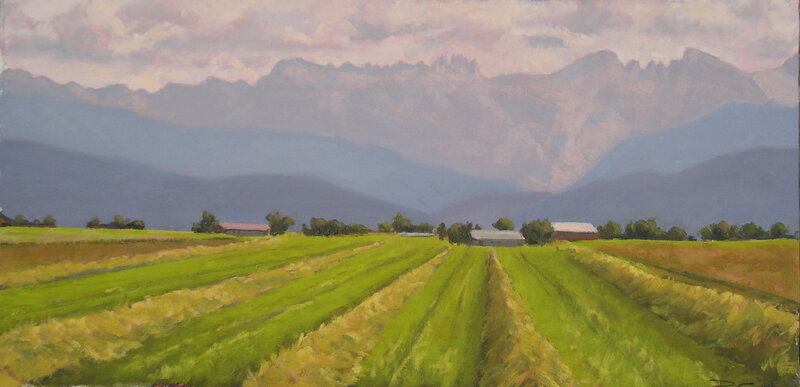 Green Fields with Mountains