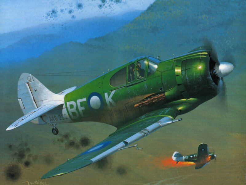 Green Fighter Plane — Dramatic, Illustration