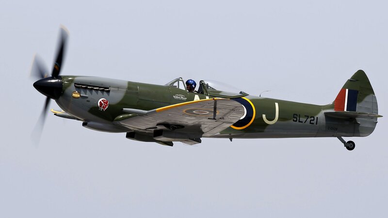 Green Fighter Plane in Flight