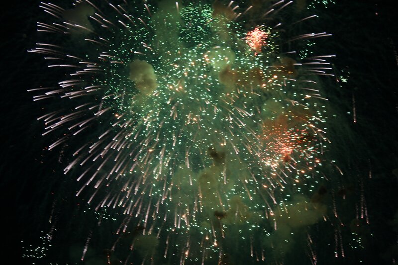 Green fireworks display
