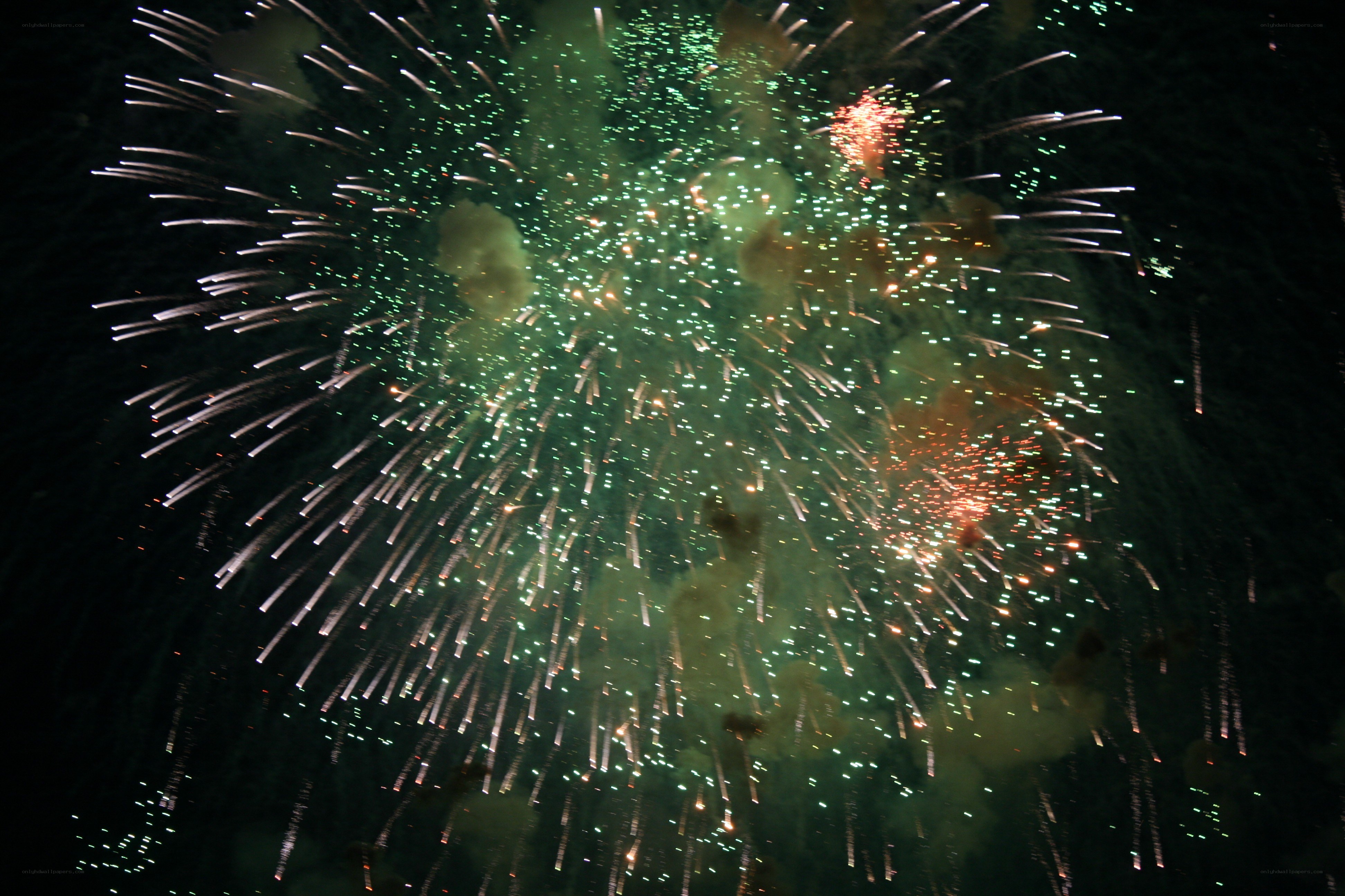 Green fireworks display