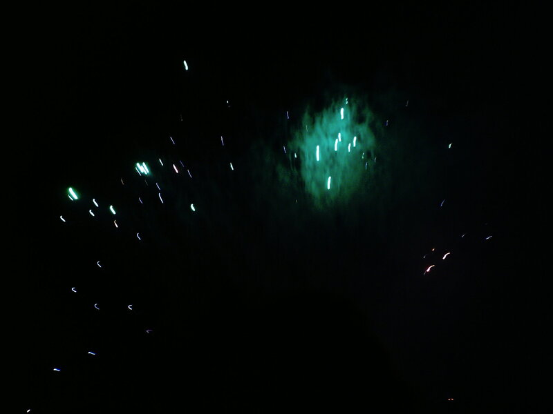 Green Fireworks Display — Black, Dark