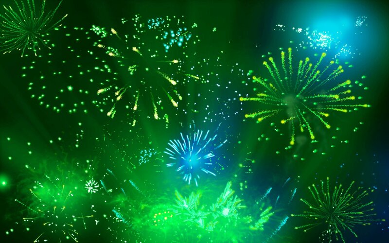 Green Fireworks Display — Festive