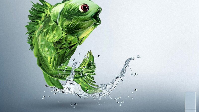 Green Fish Made of Leaves