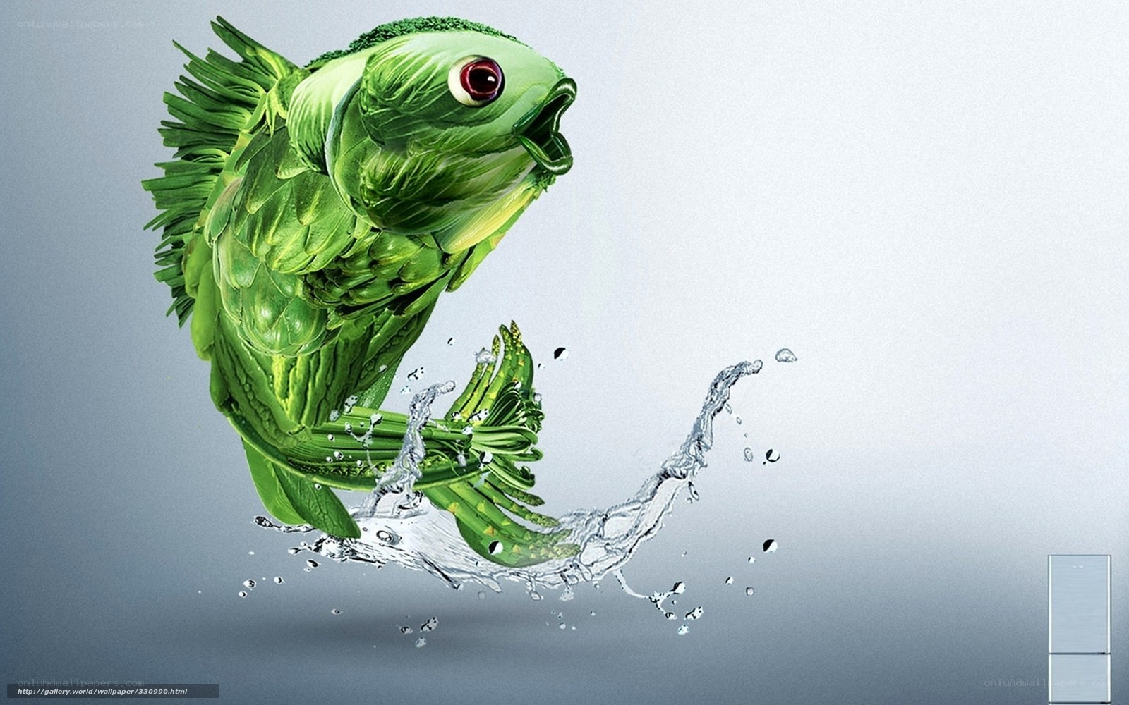 green fish made of vegetables
