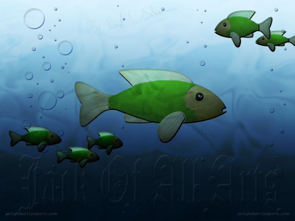 Green fish swimming underwater