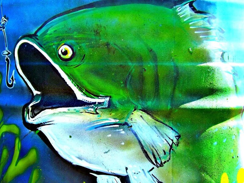 Green Fish with Hook