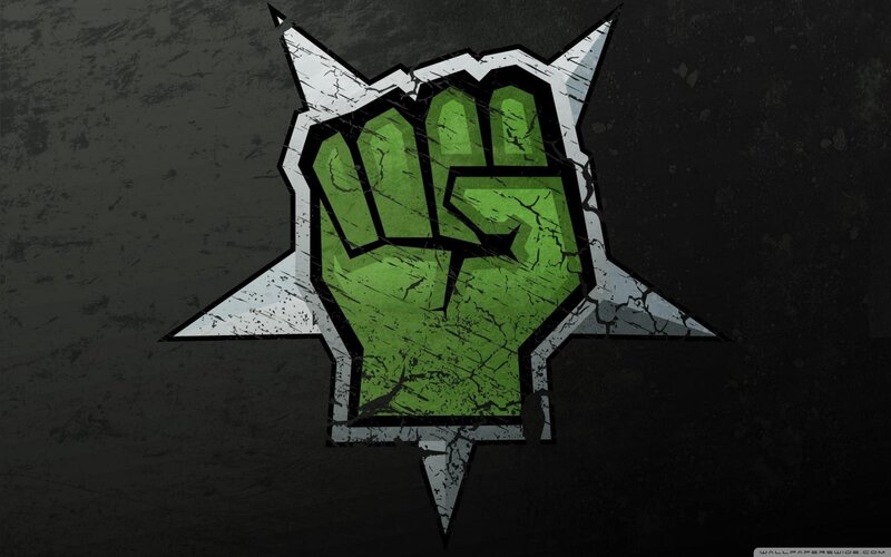 Green Fist Logo — Aggressive, Digital Art, Star Shape