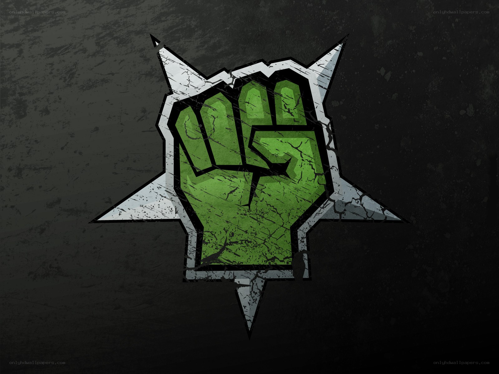 green fist logo with spikes