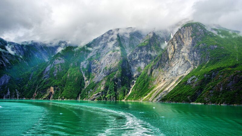 Green Fjord with Mountains