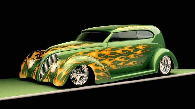 Green Flame Custom Car — Dramatic