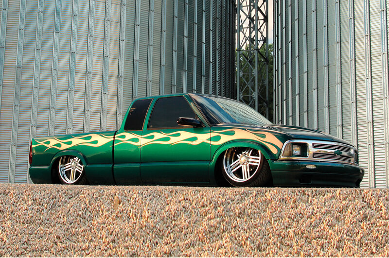 Green Flame-painted Truck