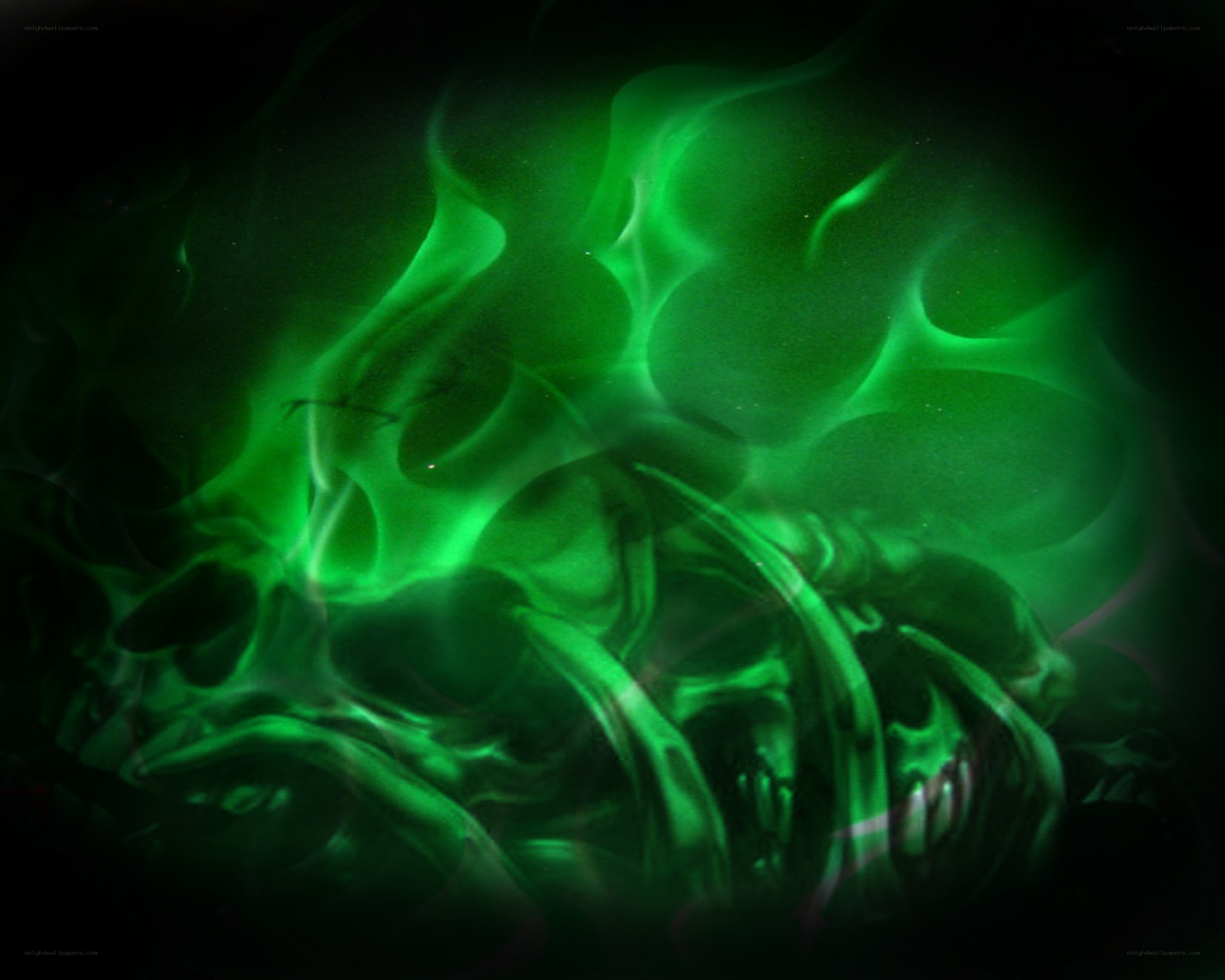 green flame skull design