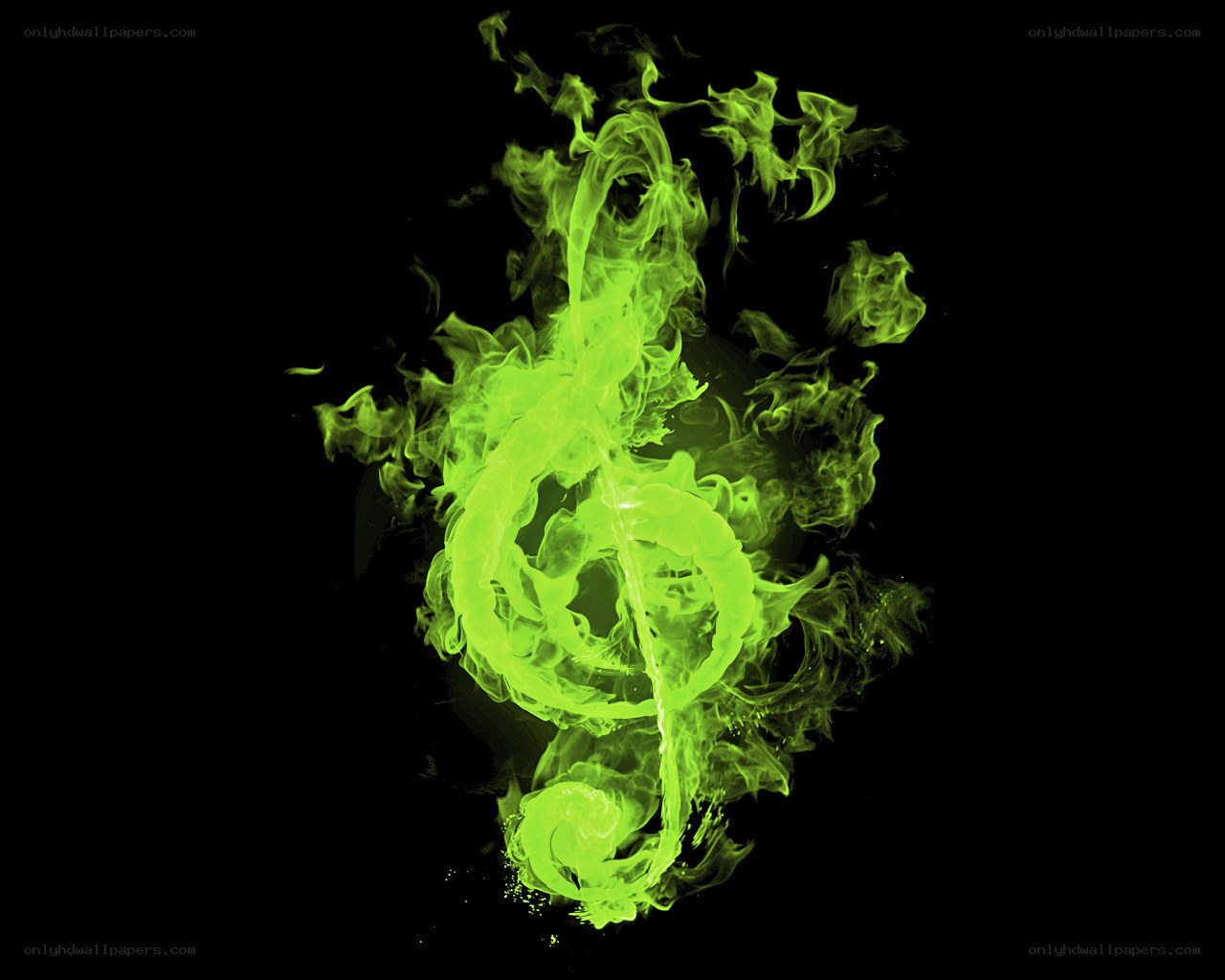 green flame treble clef