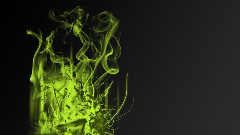 green flames and smoke