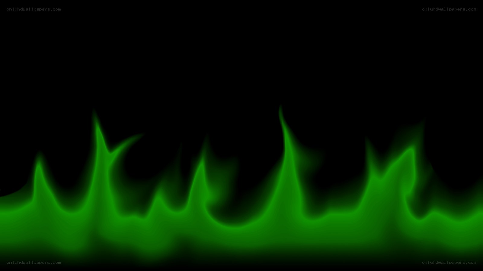 green flames on black background