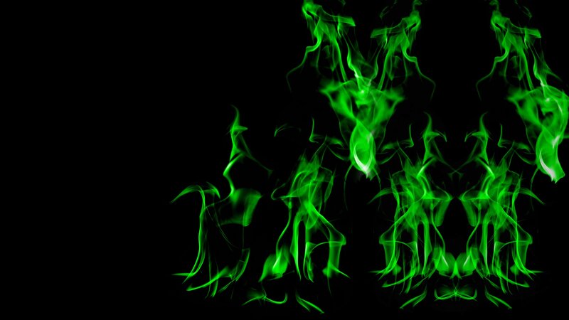 Green Flames on Black — Dramatic