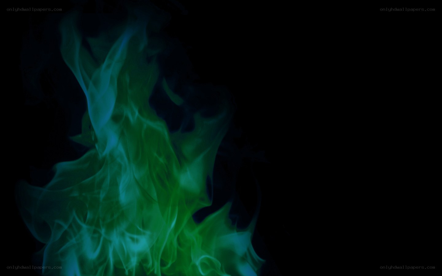 green flames on black