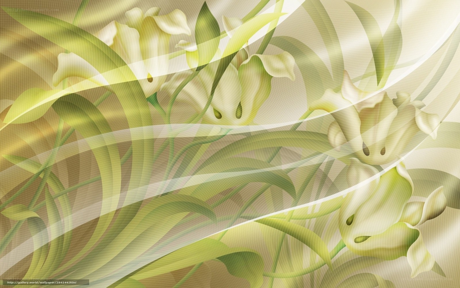 Green floral abstract wallpaper