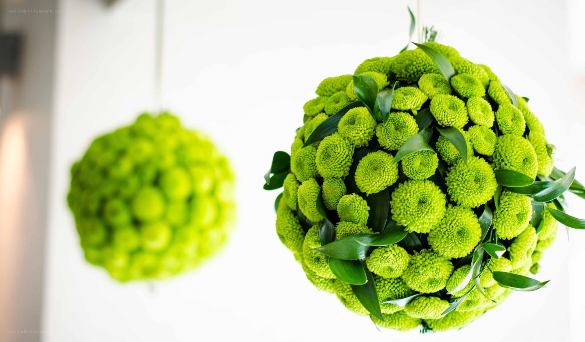 Green floral ball decorations