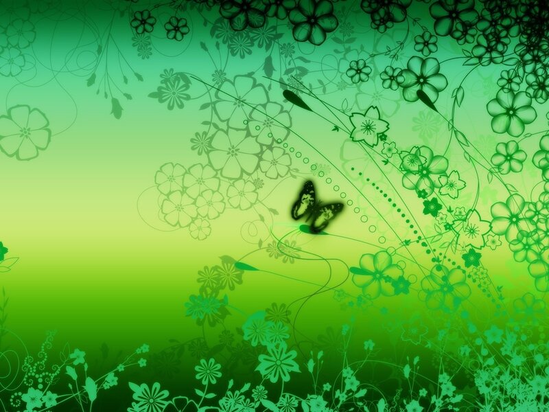 green floral butterfly background