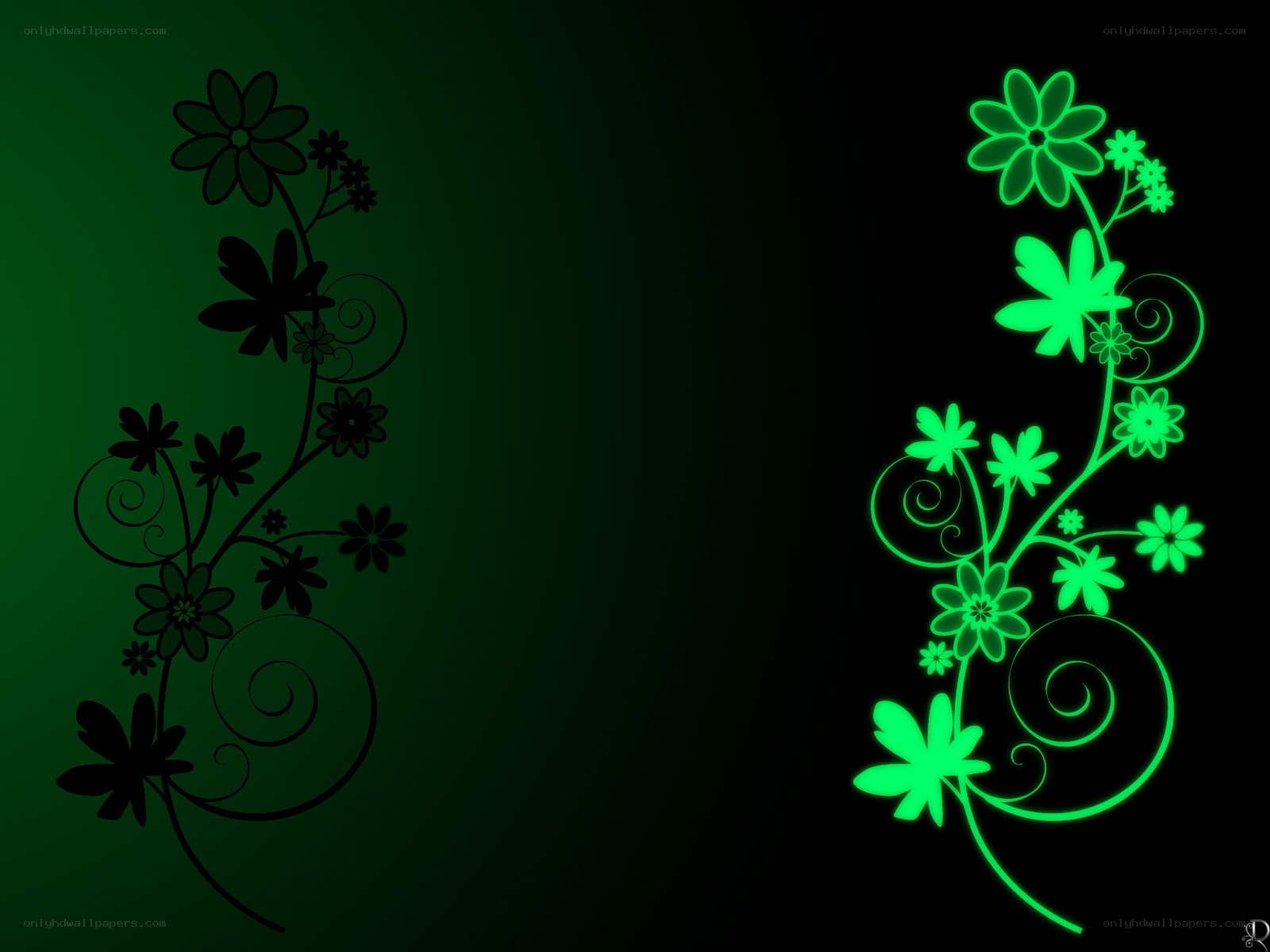green floral design wallpaper