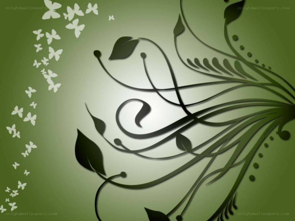 green floral design with butterflies