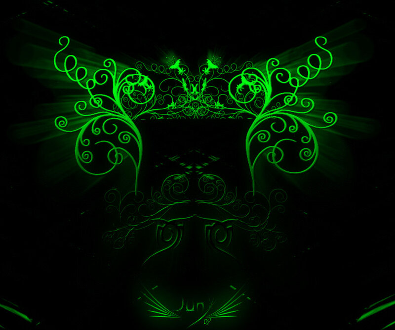 green floral design with light rays