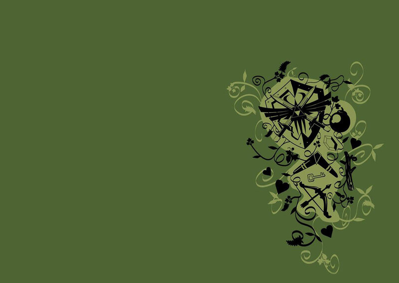 green floral design with symbols