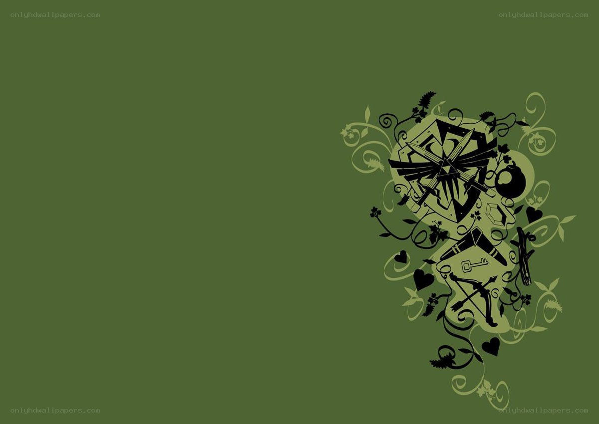 green floral design with symbols