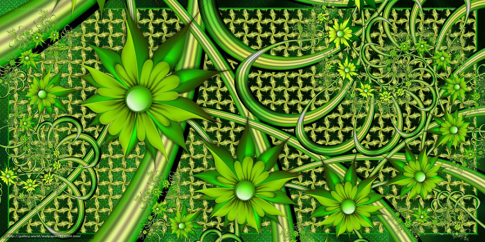 Green floral fractal pattern